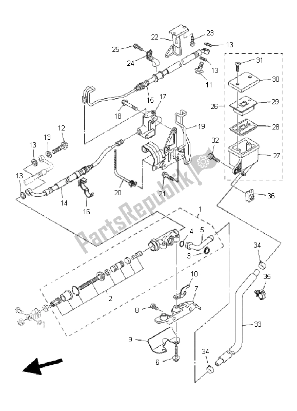 Wszystkie części do Tylny Cylinder G?ówny Yamaha XVS 1300A 2011