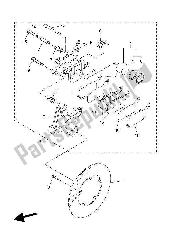 Todas las partes para Pinza De Freno Trasero de Yamaha YZF R6 600 2007