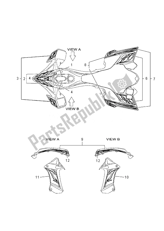 All parts for the Graphics of the Yamaha YFZ 450 Rsed 2013