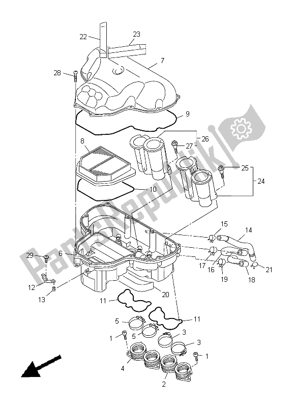 All parts for the Intake of the Yamaha FZ8 SA 800 2012