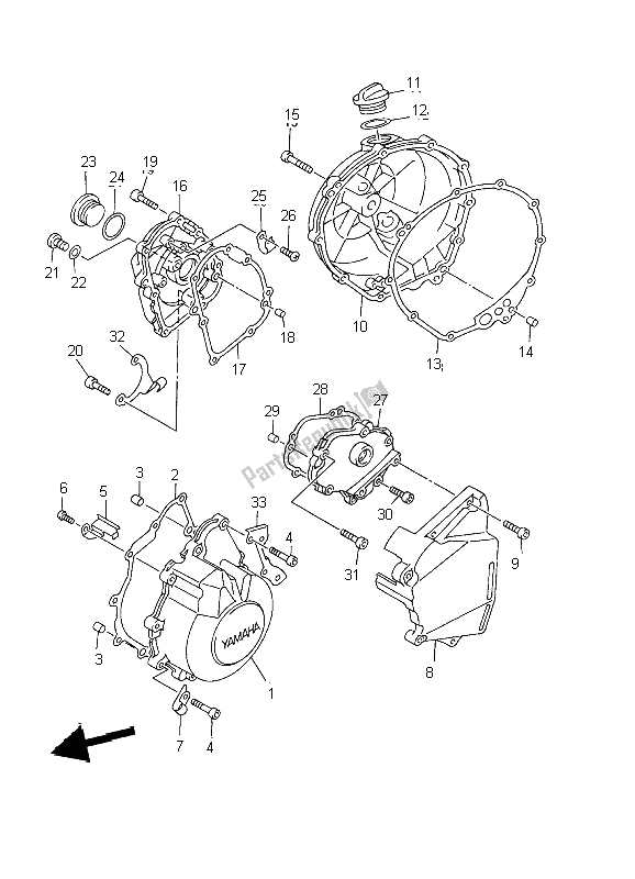 Tutte le parti per il Coperchio Del Carter 1 del Yamaha YZF R6 600 2002