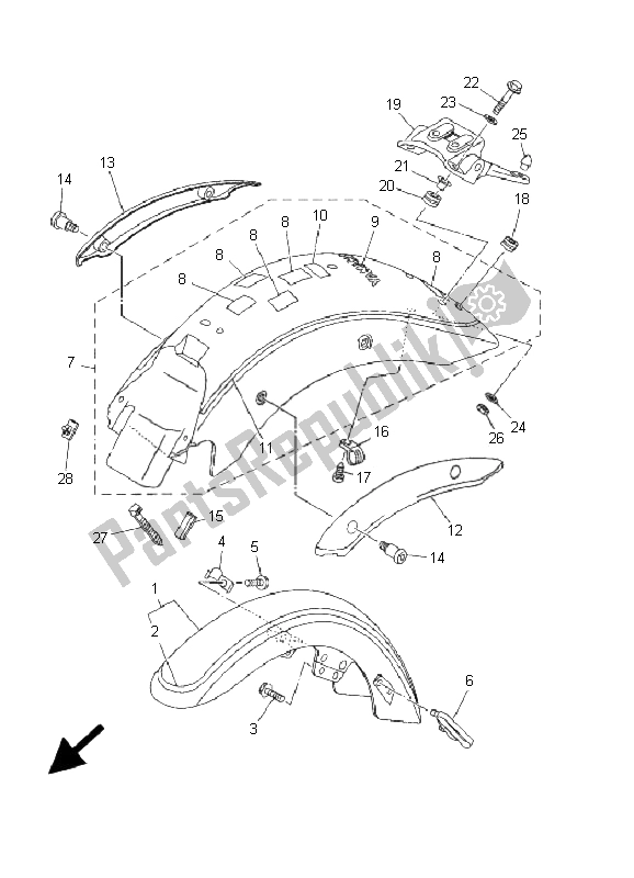 Tutte le parti per il Parafango del Yamaha XVS 125 Dragstar 2001