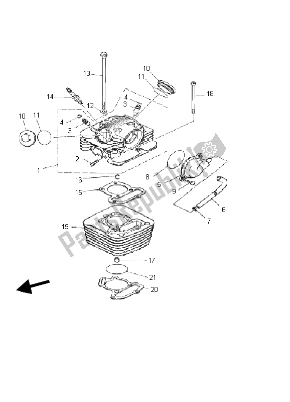 All parts for the Cylinder Head of the Yamaha YFM 125 Breeze 2003