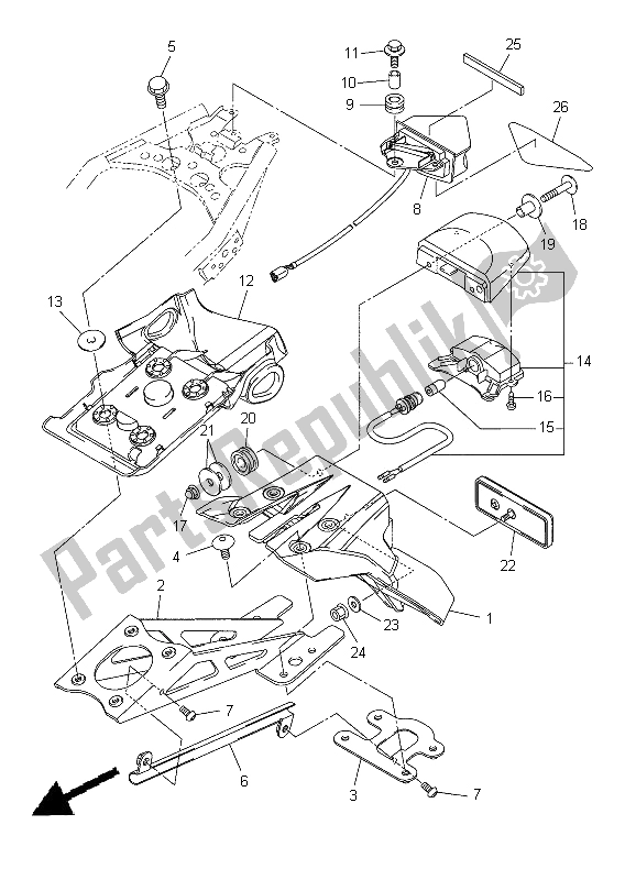 All parts for the Taillight of the Yamaha WR 250X 2012