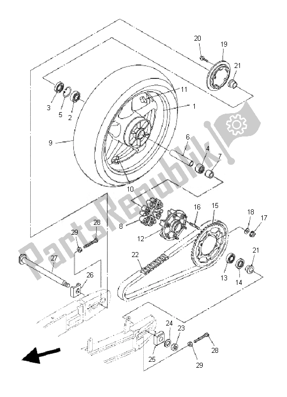 Todas las partes para Rueda Trasera de Yamaha FZ6 Sahg 600 2007