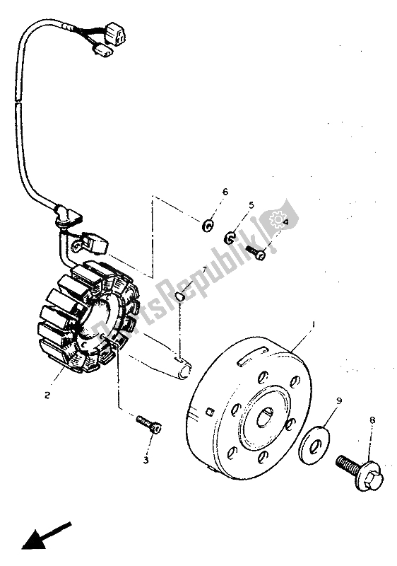 Alle onderdelen voor de Generator van de Yamaha FZR 600 Genesis 1991