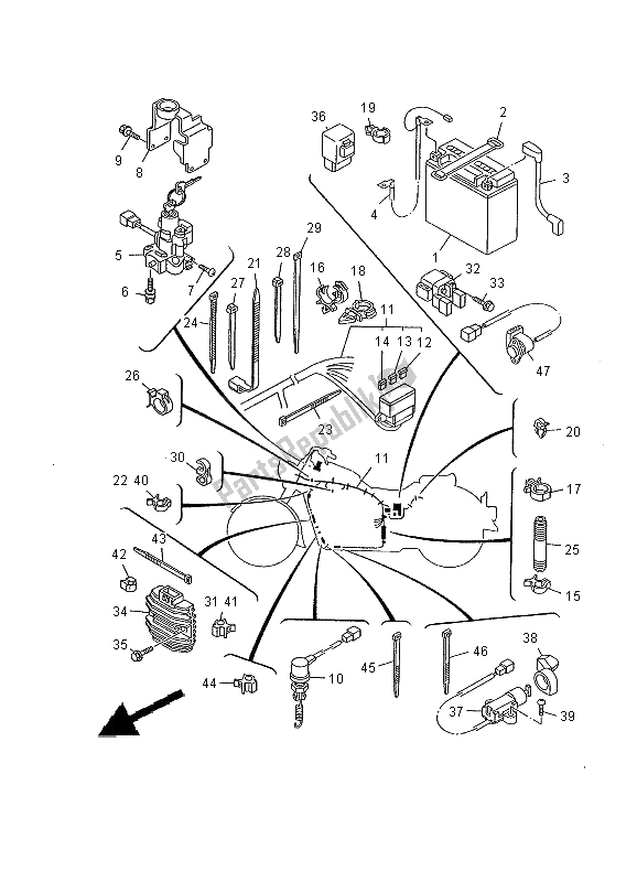 All parts for the Electrical 2 of the Yamaha XV 1600A Wildstar 2000