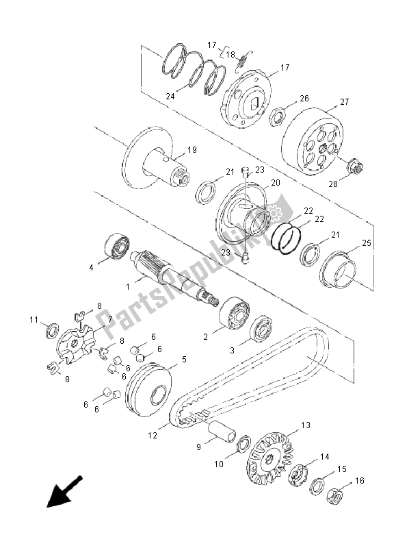 All parts for the Clutch of the Yamaha XF 50 4T Giggle 2009