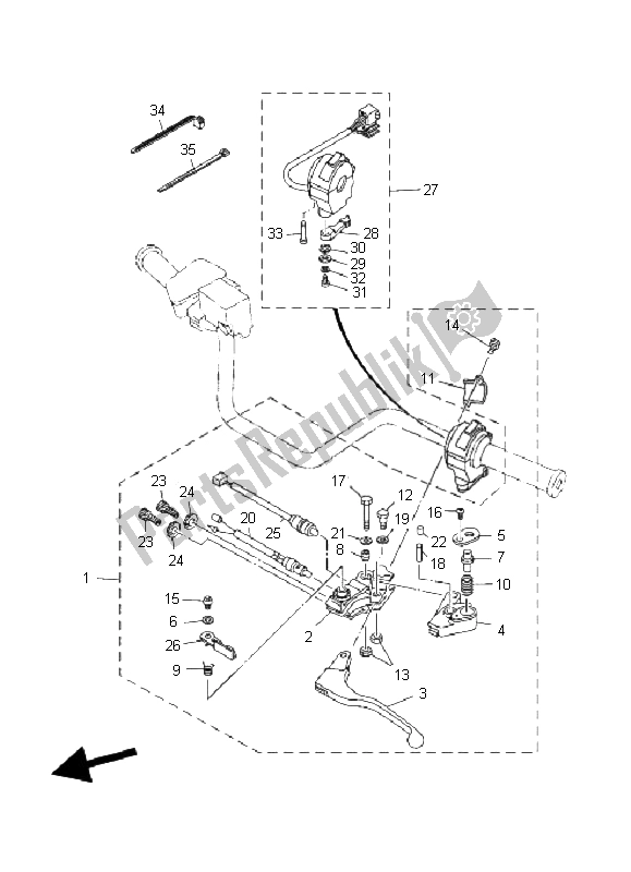 Toutes les pièces pour le Interrupteur Et Levier De Poignée du Yamaha YFM 660R 2002