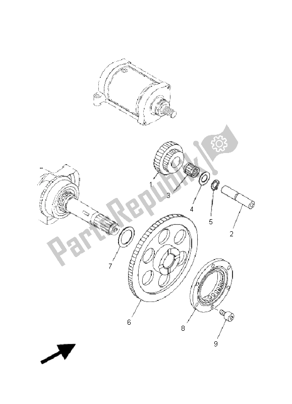 All parts for the Starter Clutch of the Yamaha YXR 450 FA Rhino 2006