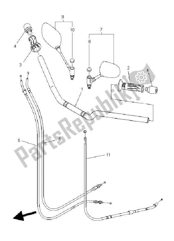 All parts for the Steering Handle & Cable of the Yamaha XJ6N 600 2011