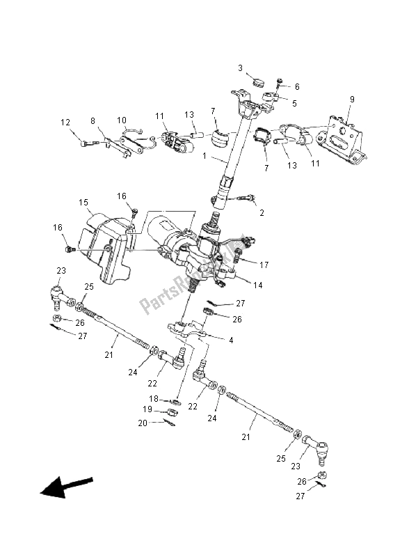 All parts for the Steering of the Yamaha YFM 450F Grizzly EPS Yamaha Black 2011