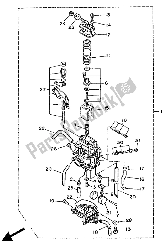 All parts for the Carburetor of the Yamaha DT 125E 1990