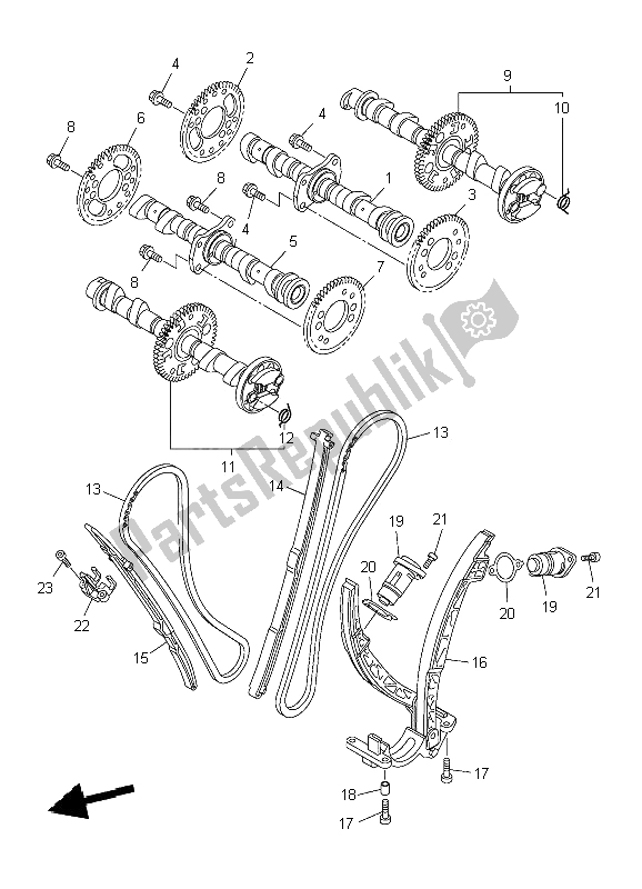 Tutte le parti per il Albero A Camme E Catena del Yamaha VMX 17 1700 2009