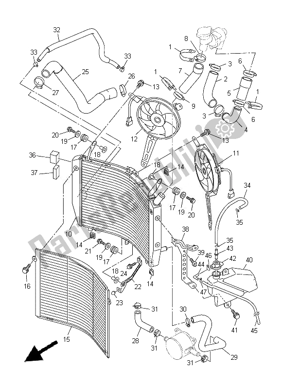 All parts for the Radiator & Hose of the Yamaha FJR 1300A 2014
