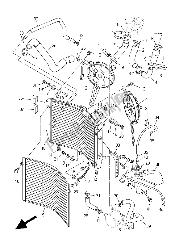 All parts for the Radiator & Hose of the Yamaha FJR 1300A 2014