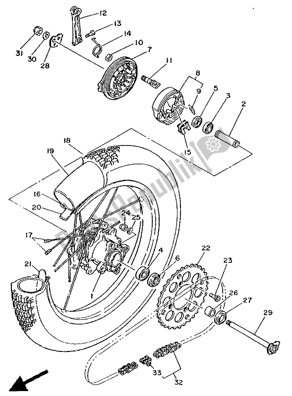 Todas las partes para Rueda Trasera de Yamaha TY 250R 1991