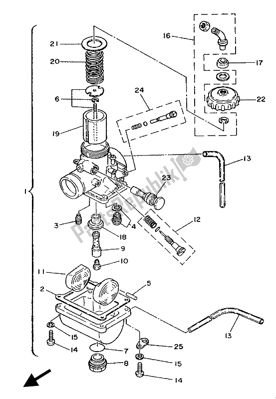 Todas las partes para Carburador de Yamaha YZ 80 LC A 1990