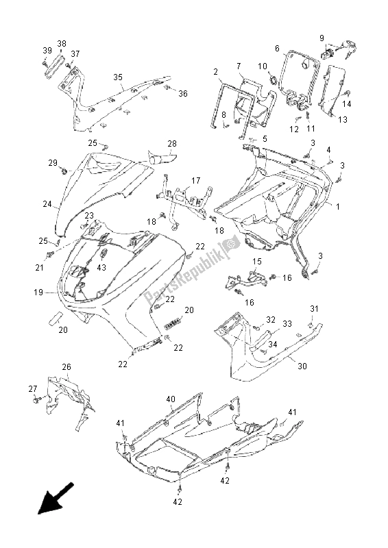 Tutte le parti per il Scudo Per Le Gambe del Yamaha YP 125R X MAX 2006