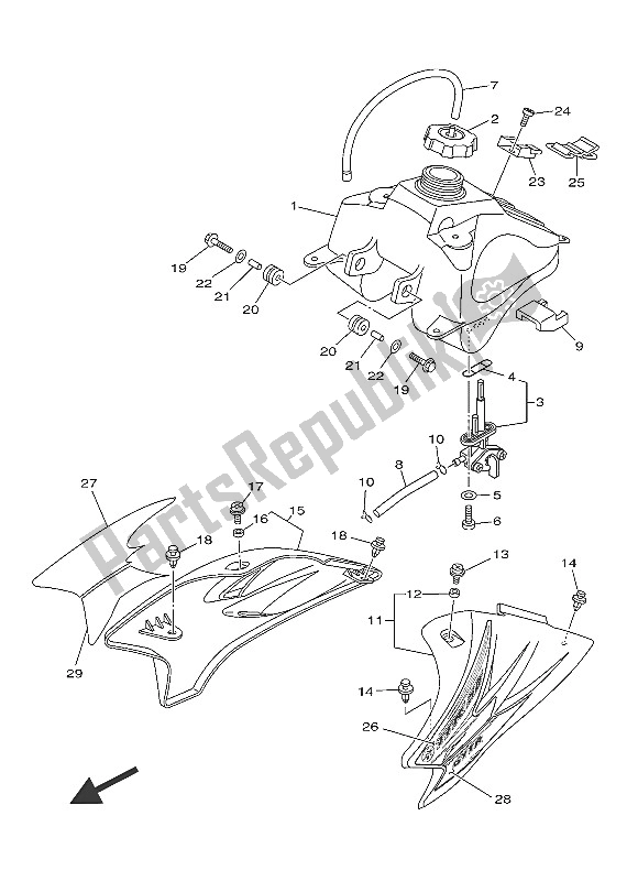 Toutes les pièces pour le Réservoir D'essence du Yamaha TT R 50E 2016