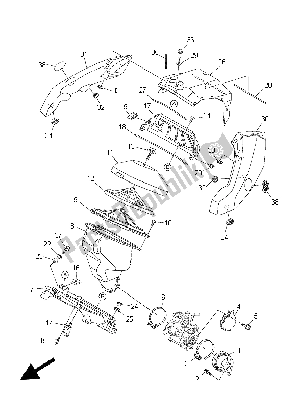 All parts for the Intake of the Yamaha YZ 250F 2014