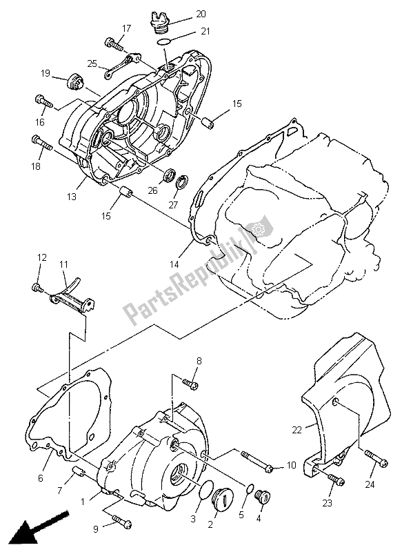 All parts for the Crankcase Cover 1 of the Yamaha XV 250 S Virago 1998