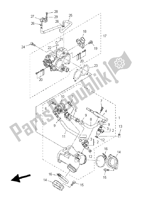 All parts for the Intake 1 of the Yamaha XVS 950A 2011