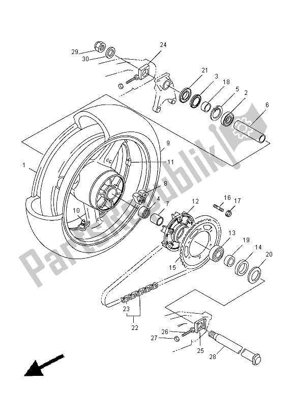 Toutes les pièces pour le Roue Arrière du Yamaha YZF R1 1000 2000