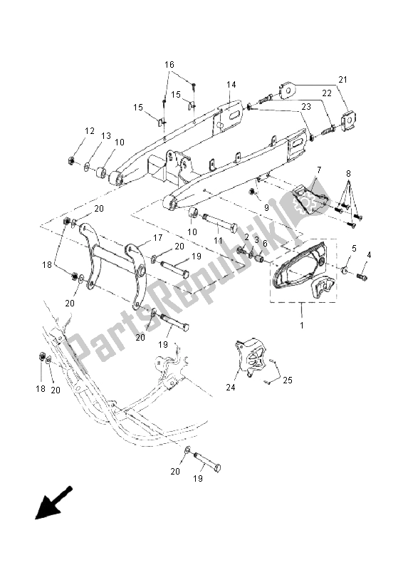 Todas las partes para Brazo Trasero de Yamaha DT 50R SM 2006