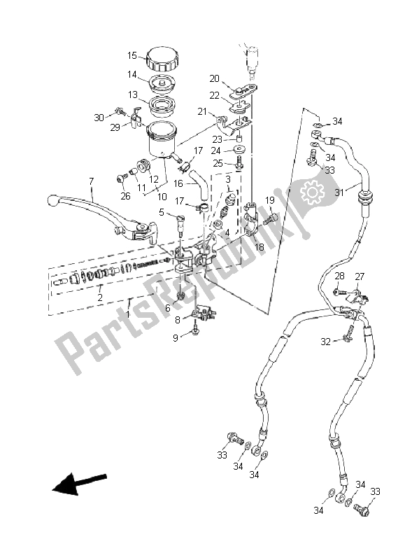 All parts for the Front Master Cylinder of the Yamaha MT 01 5 YU3 1670 2006