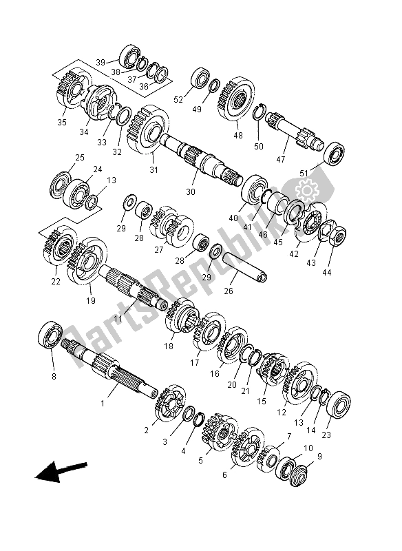 All parts for the Transmission of the Yamaha YFM 350R 2012