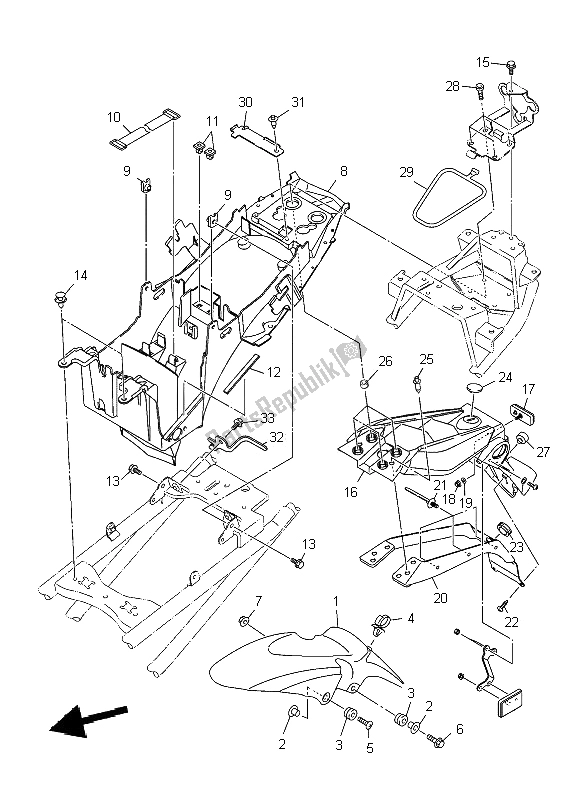 All parts for the Fender of the Yamaha XJ6 SY 600 2009