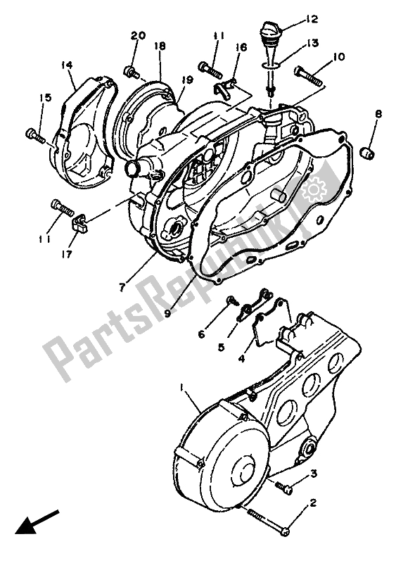 Wszystkie części do Pokrywa Skrzyni Korbowej 1 Yamaha RD 350F 1985