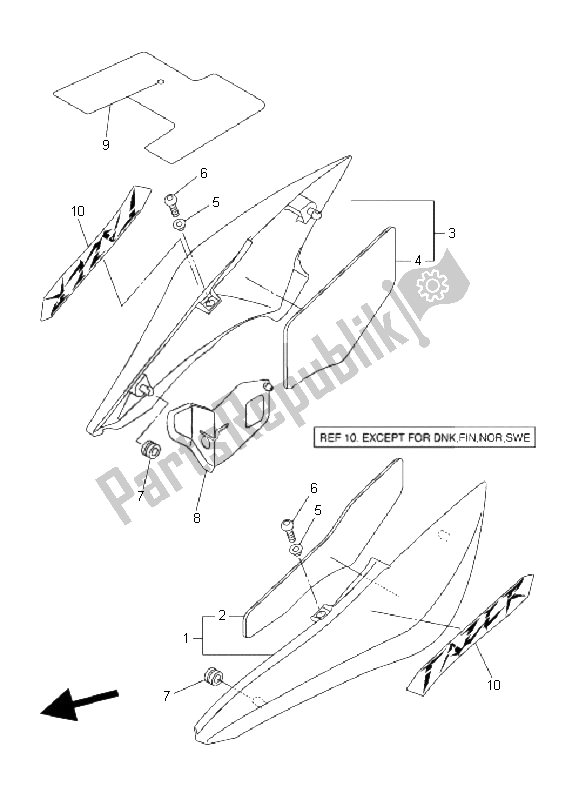 All parts for the Side Cover of the Yamaha FZ6 SA Fazer 600 2006