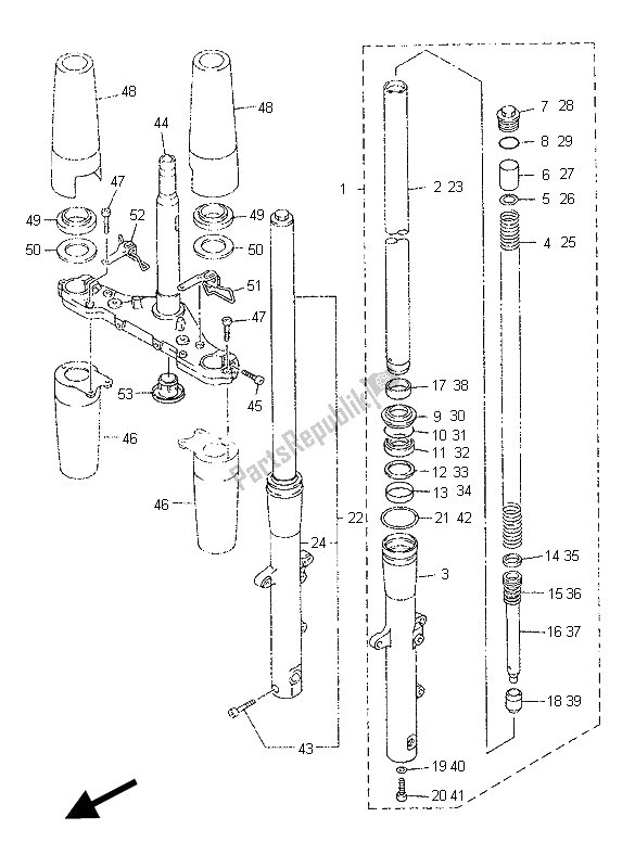Wszystkie części do Przedni Widelec Yamaha XVZ 1300 Royalstar 1996