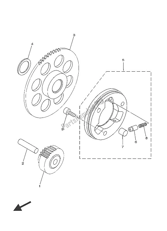 All parts for the Starter Clutch of the Yamaha TT R 110E 2016