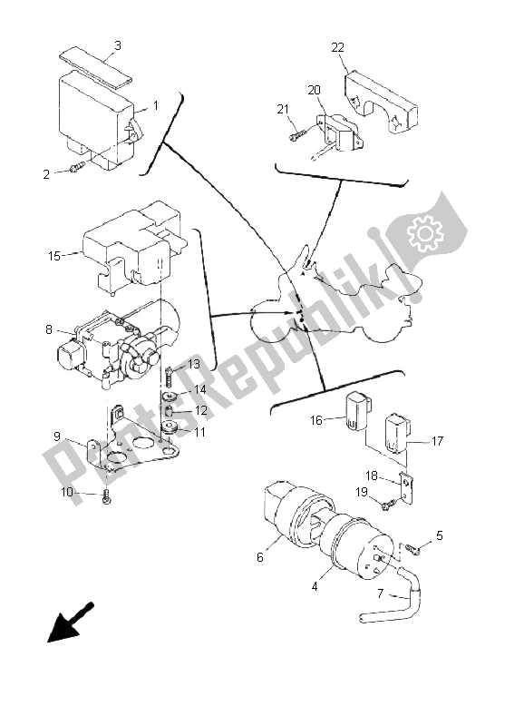 Toutes les pièces pour le électrique 3 du Yamaha Xvztf Royalstar Venture 1300 2001