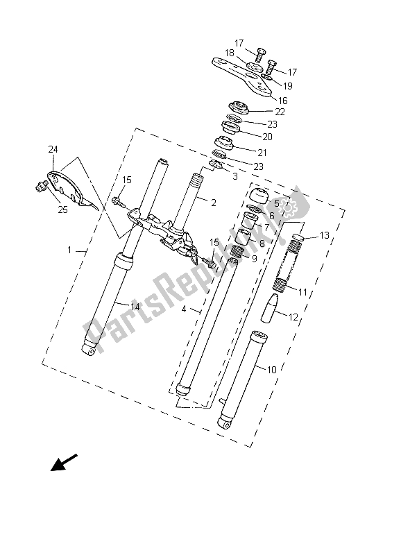 All parts for the Front Fork of the Yamaha PW 50 2003