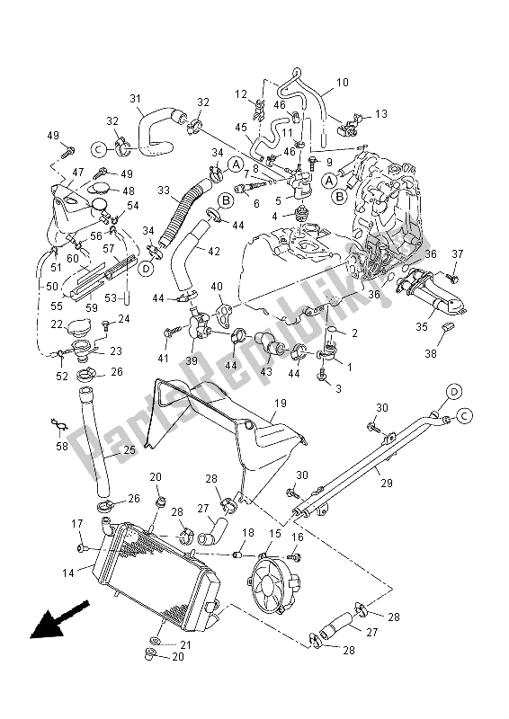 All parts for the Radiator & Hose of the Yamaha YP 400R 2015