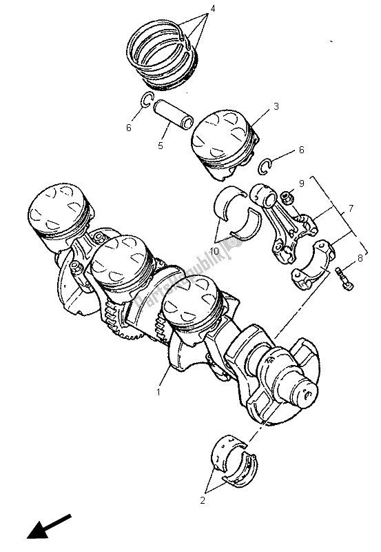 Toutes les pièces pour le Vilebrequin Et Piston du Yamaha YZF 750R 1996