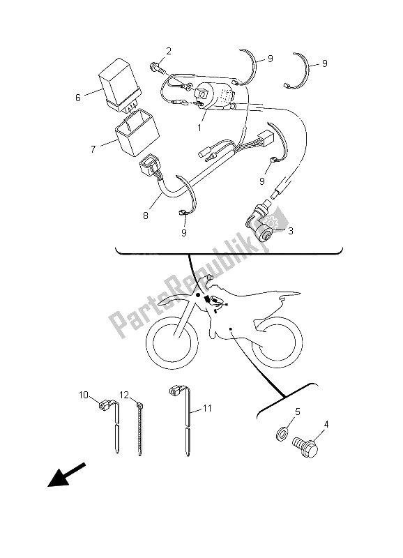 All parts for the Electrical 1 of the Yamaha TT R 125 SW LW 2003