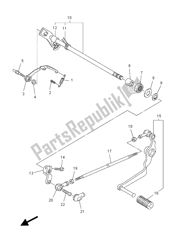 All parts for the Shift Shaft of the Yamaha FZ1 SA 1000 2012