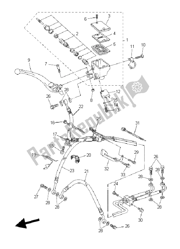 All parts for the Front Master Cylinder of the Yamaha FZ6 Nahg 600 2008