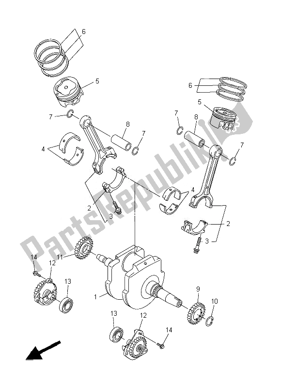Todas las partes para Cigüeñal Y Pistón de Yamaha XVS 1300 CU 2014