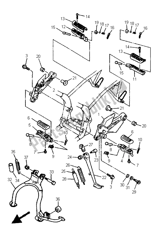 All parts for the Stand & Footrest of the Yamaha XJ 600S Diversion 1996