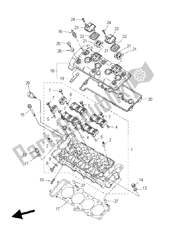 All parts for the Cylinder Head of the Yamaha FZ8 NA 800 2011