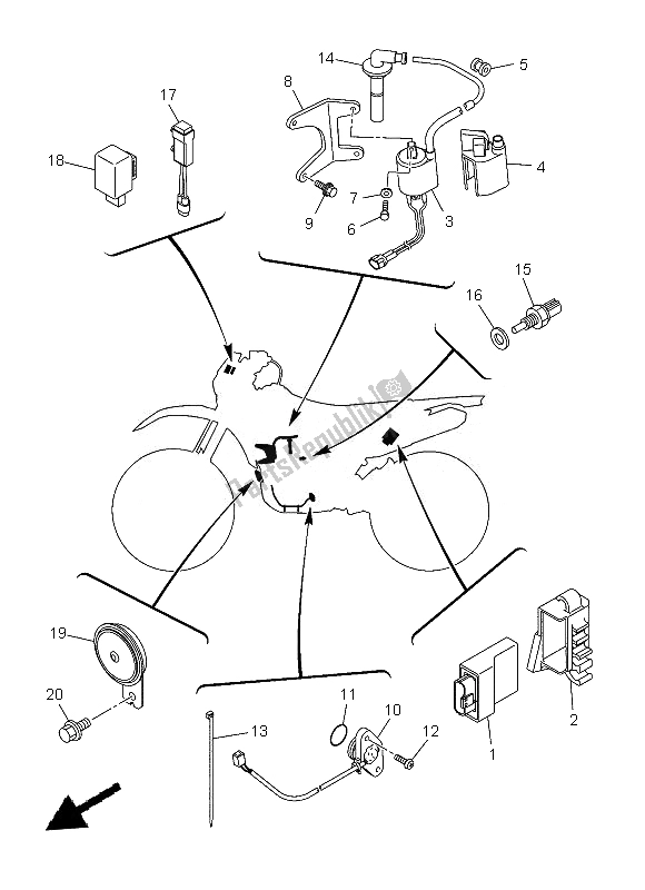 All parts for the Electrical 1 of the Yamaha WR 450F 2013