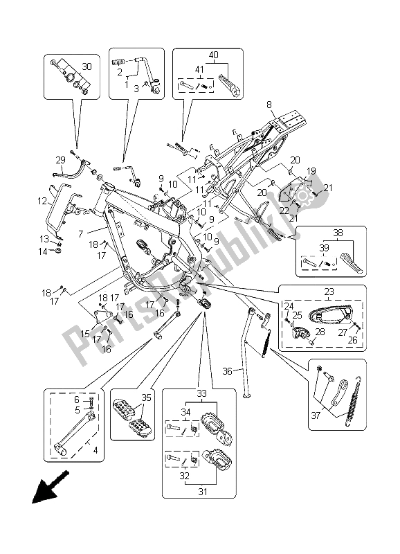 All parts for the Frame of the Yamaha XT 125R 2005