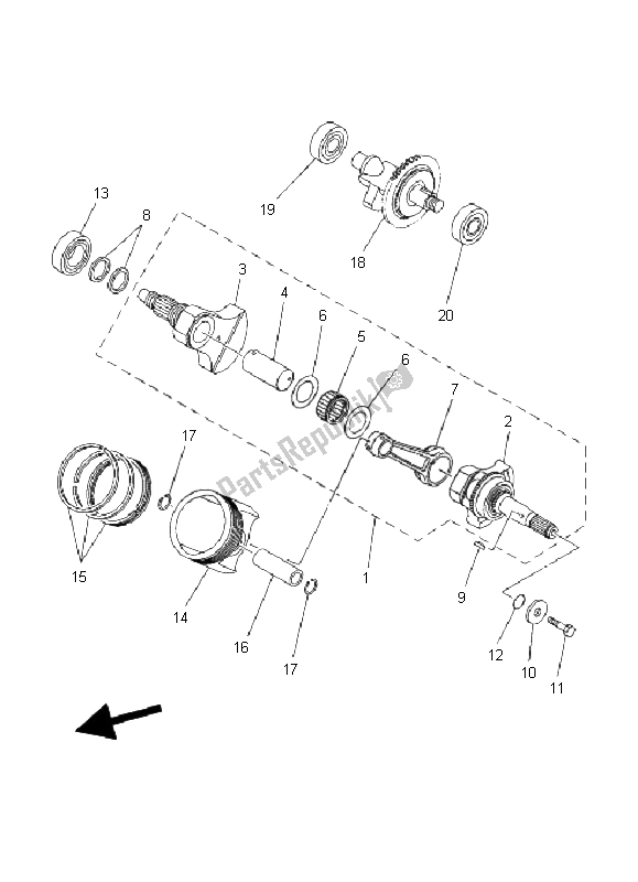 All parts for the Crankshaft & Piston of the Yamaha YFM 400F Kodiak 4X4 2003