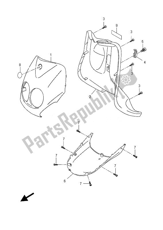 All parts for the Leg Shield of the Yamaha YN 50F 2013